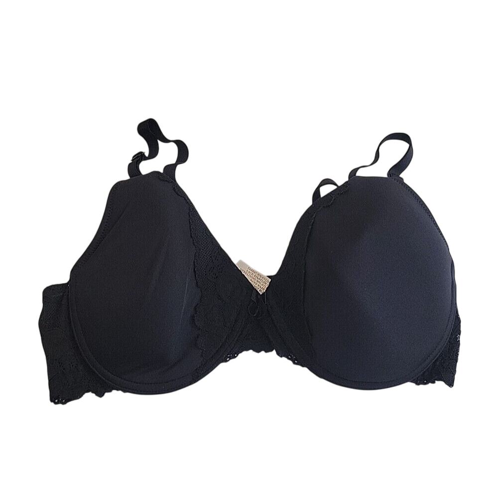 Dynabelly Black Padded Molded Cup Full Coverage Underwire Nursing Bra Size‎ 36C
